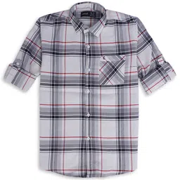 CAVIO Boys Comfort Spread Collar Tartan Checked Cotton Casual Shirt-picture-17