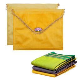 Kuber Industries Yellow 2 Pieces Printed Saree Covers Organisers With Flap Closure-34