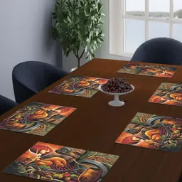 LooMantha 6-Pcs Brown & Green Printed Table Placemats-8