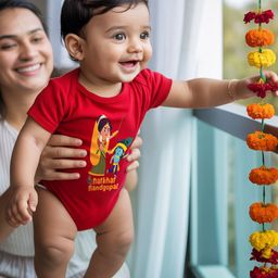 FFLIRTYGO Infants Janmashtami Printed Cotton Bodysuit-image-1