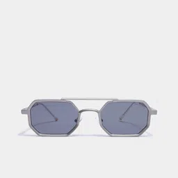 SUNGLASSIC Unisex Square Sunglasses with UV Protected Lens V1-Commando-Silver-Black image 4