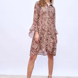 Styli Animal Print Puff Sleeve Shirt Dress-image-7