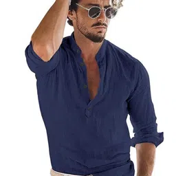 EdinWolf Men India Slim Fit Mandarin Collar Textured Cotton Casual Shirt-picture-23