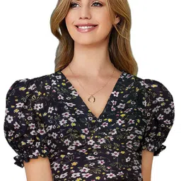 Sitanjali Women Floral Printed Puff Sleeve Crop Top-image-86