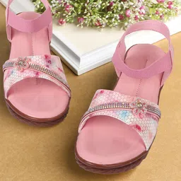 BAESD Girls Ankle Loop Open Toe Flats With Western - Embellished-12