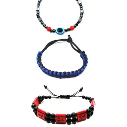 Dynamic Retail Global Men Set of 3 Beaded Stainless Steel Wraparound Bracelets-image-97