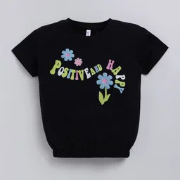 Ginie Girls 3D Typography Printed Breathable Top-55
