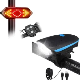 Rechargeable Cycle Light Set with Horn & Rear Tail Ligh LED Front Rear Light Combo-23