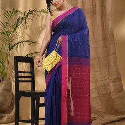 DESH BIDESH Embellished Sequinned Taant Saree-image-92