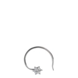 SHREEVARAM Rhodium-Plated Cubic Zirconia Studded Ring Nosepin-4