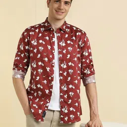 Allen Solly Men Custom Fit Spread Collar Floral Printed Cotton Casual Shirt-image-32
