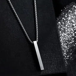 Jewels Galaxy Men Stainless Steel Silver-Plated Geometric Pendant With Chain-picture-58