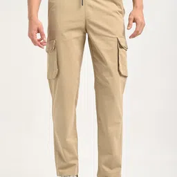 Blu MNKY Men Solid Smart Loose Fit Mid-Rise Cotton Casual Cargos-image-19
