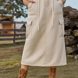 Oh Rare Women Solid A-Line Midi Skirts-picture-3