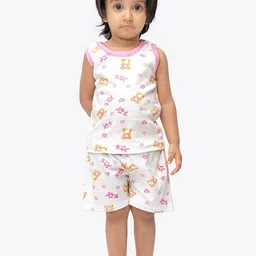 ariel Kids Printed Round Neck Pure Cotton T-shirt With Shorts-image-34