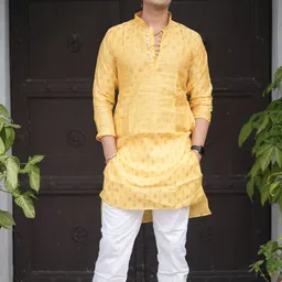 Studd Muffyn Ethnic Motifs Woven Design Mandarin Collar Straight Kurta-image-37
