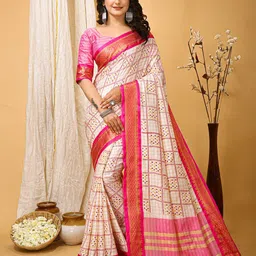 KAYOMMI Bandhani Zari Pure Cotton Bandhani Saree-image-81