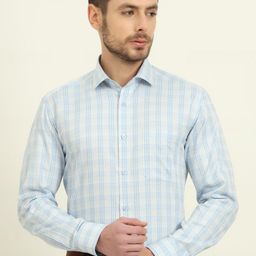 METAL Tartan Checked Cutaway Collar Slim Fit Opaque Formal Shirt-image-61