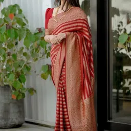 Lookmark Woven Design Floral Banarasi Saree-image-34