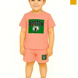 R Cube Kids Pack Of 2 Printed Pure Cotton T-Shirts With Shorts-98