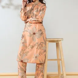 House of Kaftan Printed Collared Neck Long Sleeve Tunic With Trouser Co-Ords-picture-15