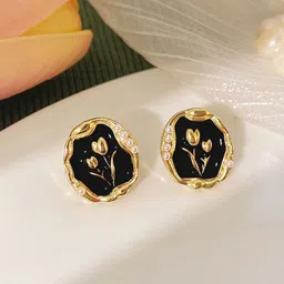 Krelin Gold-Plated Artificial Beaded Floral Shaped Studs-18