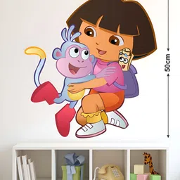 LANSTICK Red & Purple Dora & Buji Printed Self Adhesive Wall Sticker-17