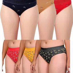 FiveFlag Women Pack Of 6 Printed Mid-Rise Hipster Briefs-image-26