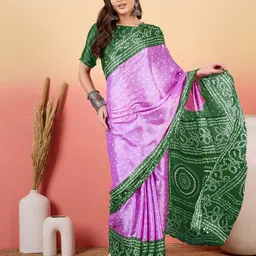 Sangria Bandhani Saree With Blouse-image-94