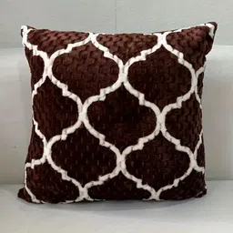 TANLOOMS Brown & White Abstract Textured Velvet Square Cushion Covers-image-80