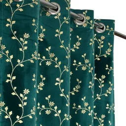 Galaxy Home Decor Blue Set of 2 Floral Room Darkening Window Curtain-image-94
