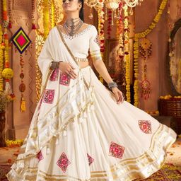 ODETTE Embroidered Beads and Stones Ready to Wear Lehenga & Blouse With Dupatta-image-3