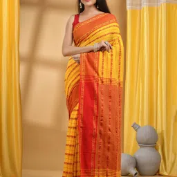 DESH BIDESH Woven Design Pure Cotton Handloom Taant Saree-image-53