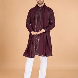 ODETTE Geometric Embellished Sequinned Straight Kurta With Dupatta-27