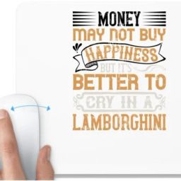 UDNAG White Mousepad 'Pig | Money may not buy happiness, but it's better to cry' for Computer / PC / Laptop [230 x 200 x 5mm] Non Slip Base Mousepad-image-89