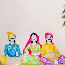 Aura White & Blue 3 Pieces Musician Figurine Showpieces-image-15