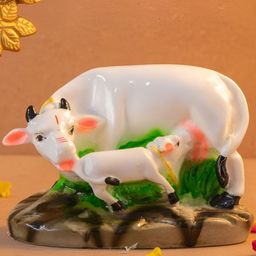 The Advitya White Cow With Calf Birds And Animals Figurine Showpiece-14