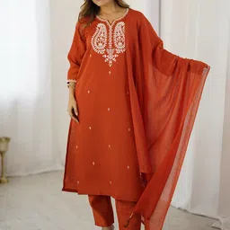 CANIZZARO Women Ethnic Motifs Printed Kurta with Trouser & Dupatta-picture-10