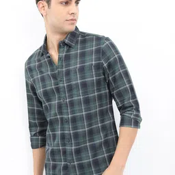 HIGHLANDER Men Tartan Checked Cotton Slim Fit Casual Shirt-picture-37