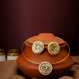 AARSEE OFFICIAL Anti-Tarnish 22Kt Gold Plated Navrattan Hasli-image-97