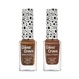 Colour Crown Set Of 2 Beauty Of Nature Longwear Nail Polish-10 ml Each- Espresso Spark Duo-9