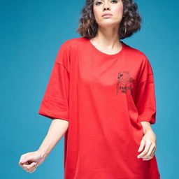 SMARTEES Women Printed Round Neck Oversized T-shirt-image-17