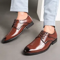 House of Pataudi Men Textured Formal Derbys-52