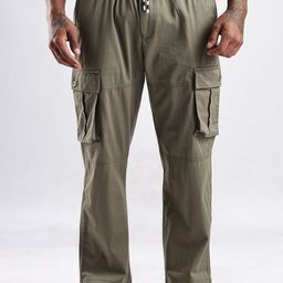 NEVER NEUD Men Relaxed Loose Fit Cargos Trousers-image-30