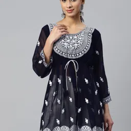 Moda Rapido Geometric Embroidered Chikankari Pure Georgette Chikankari Kurti-image-81