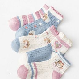 KIDOfash Girls Pack Of 5 Printed Ankle-Length Socks-56