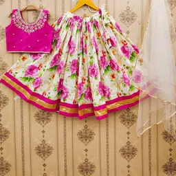 JOVK DESIGN Girls Dyed Thread Work Tie and Dye Ready to Wear Lehenga & Blouse With Dupatta-19