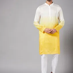 HILO DESIGN Colourblocked Mandarin Collar Straight Kurta-35