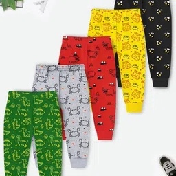 YK X Trampoline Kids Pack Of 5 Graphic Printed Cotton Joggers-image-29