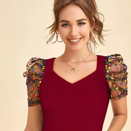 CORSICA Puff Sleeve Crop Top-19